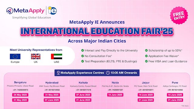 MetaApply IE is set to host International Education Fair 2025 Across Major Indian Cities